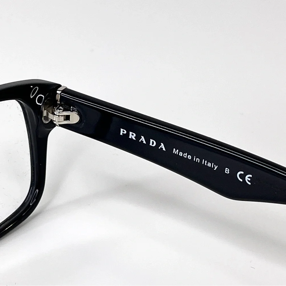 PRADA 55mm Rectangular Optical Glasses Black NEW In Case With Box